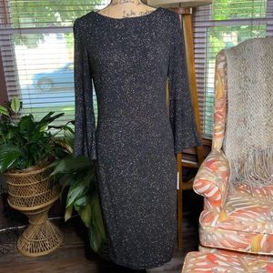 Calvin Klein Black sliver glitter knee length dress